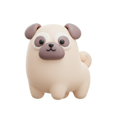3d cartoon pug dog character render