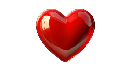 Colorful 3D icon of a red heart symbol, glossy finish, floating on transparent background, isolated PNG