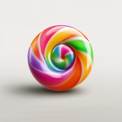 Colorful spiral lollipop on a plain background  