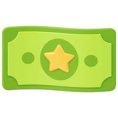 Cash money Reward  3d icon in cartoon plastic style minimal isolated on transparent white background, clipping path	