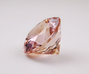 Peach Morganite Gemstone Close-Up on White Background - Precious Stone, Jewelry, and Gemstone Facets
