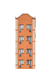 Red brick residential building with classic windows