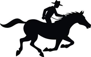 a running horse with cowboy silhouette