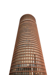Red modern round building with glass windows
