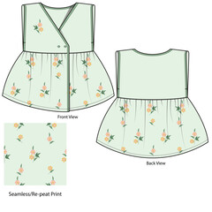 New Born Baby Girls Dress Design with Floral Print
