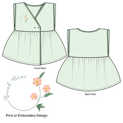 New Born Baby Girls Dress Design with Floral Print embroidery or print design