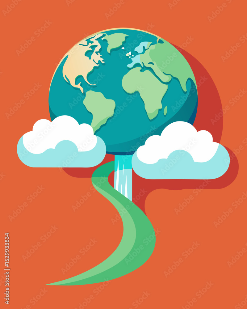 Poster the edges of the cloud seem to stretch out endlessly consuming their entire world.. vector illustrat
