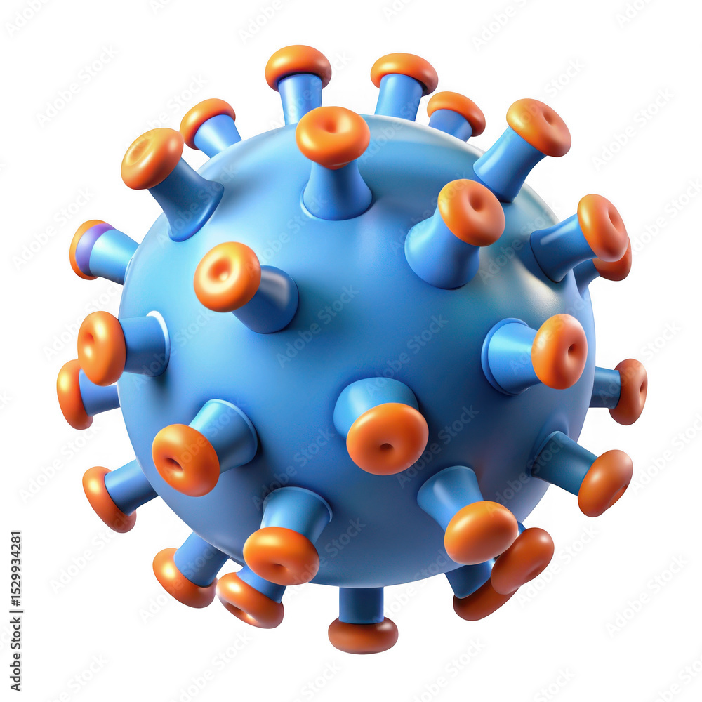 Poster 3d realistic virus model isolated on transparent background
