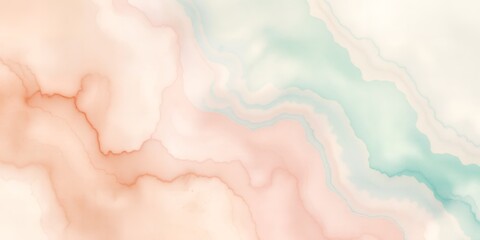 Fototapeta premium Abstract watercolor background featuring blended shades of peach, cream, and light turquoise hues