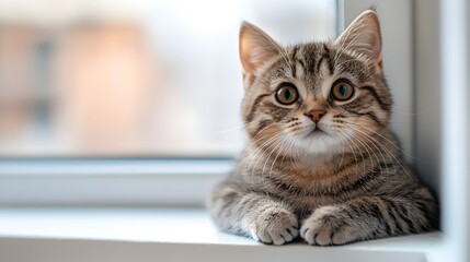 "Adorable Senior Kitten on Vintage Window Sill"