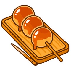 みたらし団子のイラスト（和風トレイ・菓子楊枝付き）