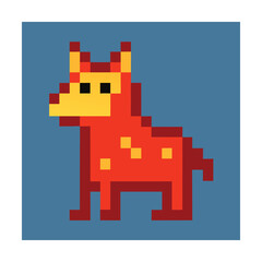 Obraz premium Colorful pixel art illustration of a stylized horse on a blue background