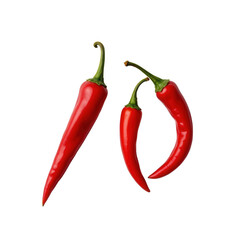 Fresh Red Chili Peppers Isolated on White Background Showcasing Natural Vibrant Colors and Textures