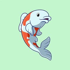 vector illustration of cartoon koifish