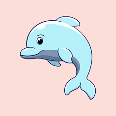 vector illustration of cartoon dolphins