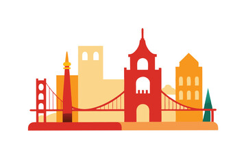 Obraz premium San Francisco Landmarks Illustration