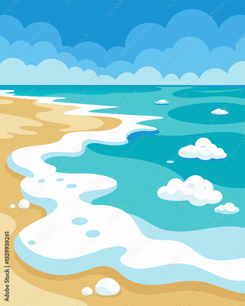 Poster a beach covered in an unsettling layer of foam a visible sign of the high levels of detergent and ot