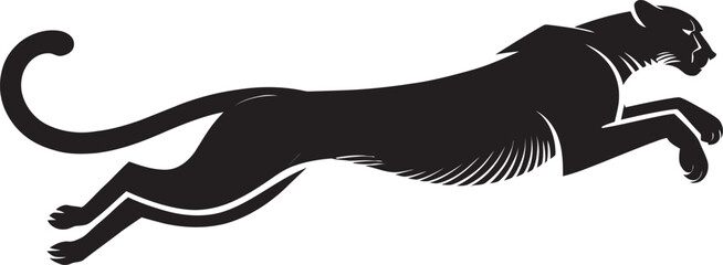 Fototapeta premium Black Panther Silhouette Leaping Dynamic Action Graphic