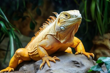 Obraz premium On a beach in Manuel Antonio Park, a black spiny-tailed iguana is sunbathing