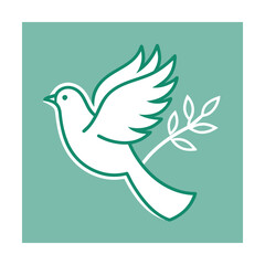 Illustration of a dove carrying olive branch as a symbol of peace and hope in modern design