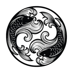 Elegant abstract koi fish with flowing design vector illustration