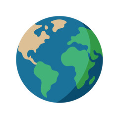 Naklejka premium Simplified vector illustration of earth planet displaying continents and oceans on white background