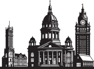 Architectural Landmark Silhouettes. Clean Black Clipart Icons in Vector Format
