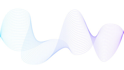 Vector curvy abstract line art wavy flowing dynamic colorful lines white background in concept music or sound, wave, wind, information flow