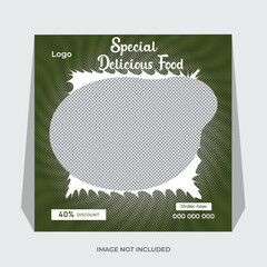 Delicious food social media post design template.