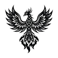 Obraz premium Phoenix bird logo made of flame patterns vector illustration