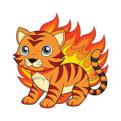 Fiery tiger stripes blending into flames design vector illustration