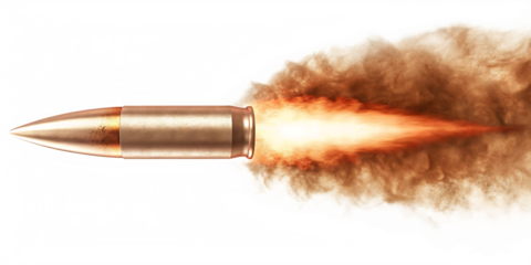 Bullet firing explosive blast isolated on a white background png ai generated