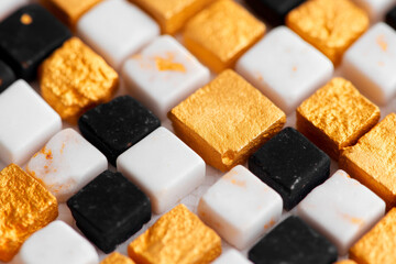 Luxury black white and gold mosaic tile geometric abstract design