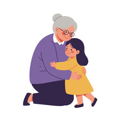 Obraz premium Grandmother hugging granddaughter with joy in a warm setting 