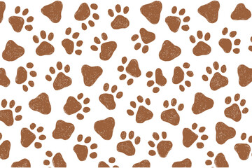 Obraz premium Seamless vector pattern with brown pet paw prints background.
