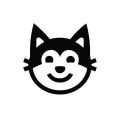 Cheerful colorful cat logo with happy expression vector illustration