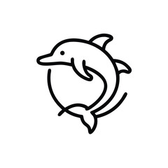 dolphin jumping hoops vector illustration