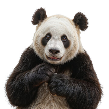 close up of a panda isolated on transparent background png