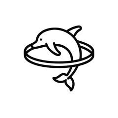 dolphin jumping through hoops vector illustration
