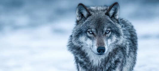 Obraz premium The majestic wolf in its natural snowy habitat.