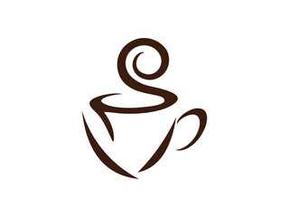 Coffee Cup Logo Design with Swirling Steam