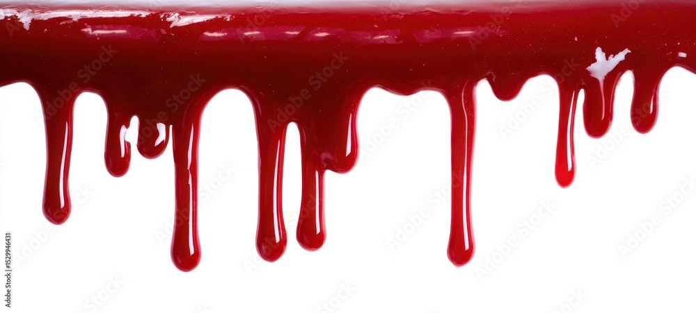 Poster the vibrant red dripping paint creating a striking visual effect on white background.