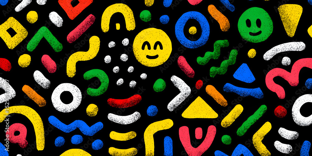 Poster fun colorful line doodle seamless pattern. creative minimalist style art background for children or 