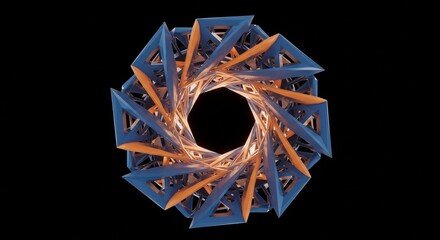Abstract Geometric 3d Rendering Pattern Shape on Dark Background