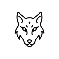 mystic wolf glowing blue eyes vector illustration