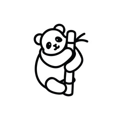 panda hugging bamboo pose vector illustration
