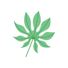 Tropical Green Leaf Botanical Vector Illustration