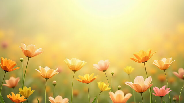 AI generated Flowers, background image, flower field, brightness, freshness, scenery, landscape, nature