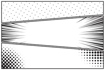Comic book three panels with halftone, storyboard style pop art frame template, frame retro cartoon black and white