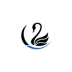 dreamlike swan under moonlight vector illustration